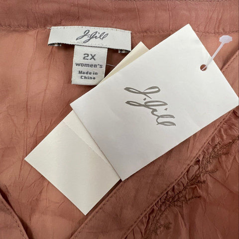 J. Jill Women's Copper Embroidered Rayon Button Front Shirt Tunic Sz 2X NWT