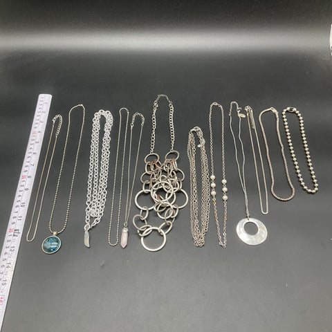 Brighton & Mixed Silver Tone Necklace Lot of 11 Statement Fashion Jewelry