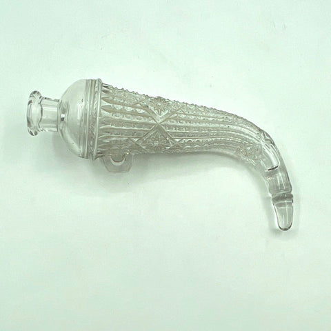Pressed Glass Cornucopia Horn of Plenty Flask Clear Geometric Pattern 11 Inch
