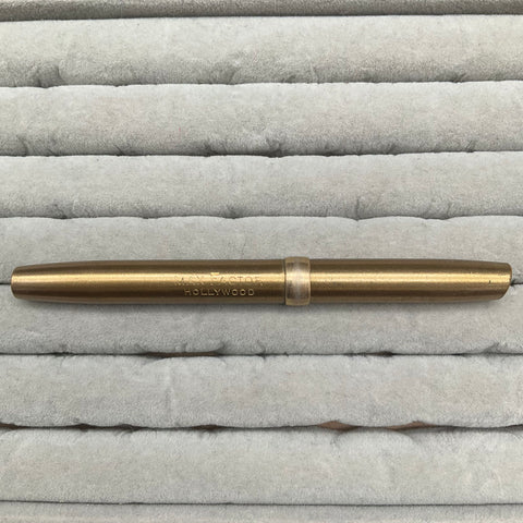 Vintage Max Factor Hollywood Gold Metal Mascara Wand Tube Brown Black