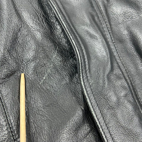 Vintage 90s Phase 2 Genuine Leather Bomber Jacket Quilted Lined Biker Sz 3XL