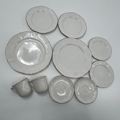 Noritake Chandon Platinum 10pc Dinnerware Set Service for 2 Ivory China