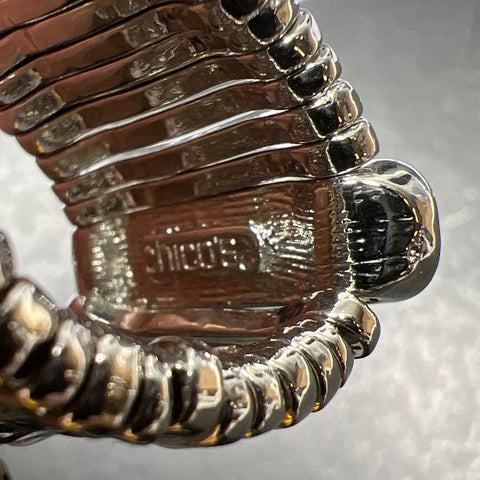 Chico's Delighted Rhinestone Silver Tone Stretch Adjustable Size Ring NWT