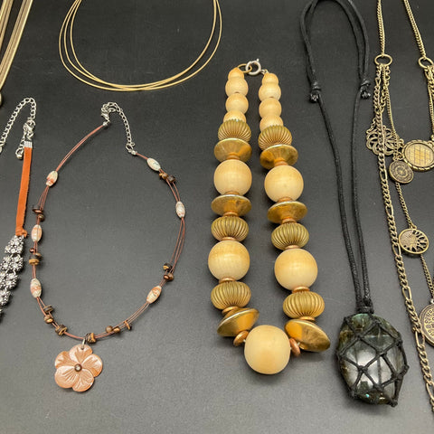 Fashion Costume Jewelry Lot of 9 Necklaces Statement Boho Rhinestone Beaded