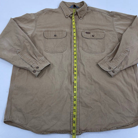 Carhartt Men's Tan Long Sleeve Button Down Work Shirt XXL
