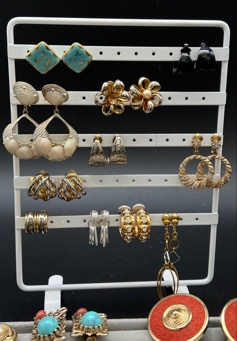 Vintage Costume Clip On Earrings Lot 25 Pairs Ginnie Johansen Holiday Retro