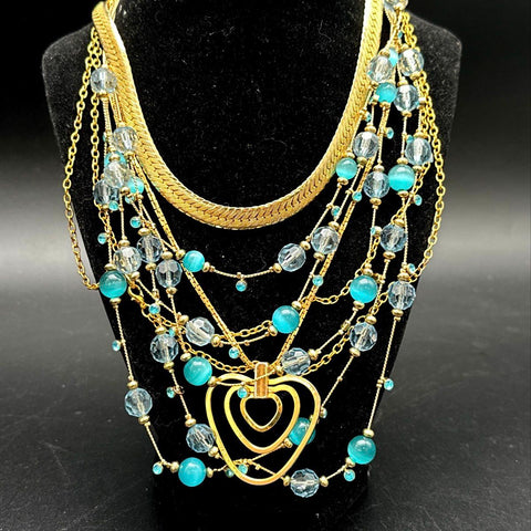 Fashion Necklace Jewelry Lot Gold Tone Silver Tone Beaded Pendants Lot of 20