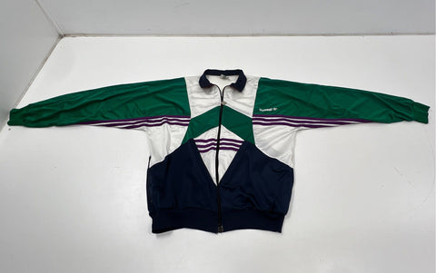 Vintage 90s Hummel Men's Colorblock Geometric Track Jacket Green Navy Sz XXL