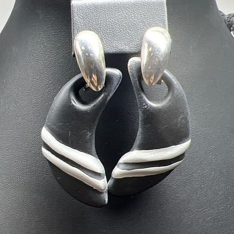 Unique Black Clay Earrings and Necklace Set
