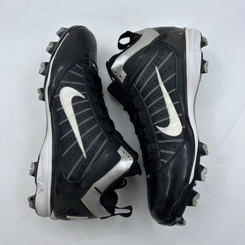 Nike Vapor Power Channel Black White Mid Baseball Cleats Size 15