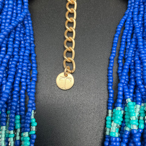 Talbots Beach Nautical Boho Beaded Necklaces Jewelry Lot of 6 Blue Gold Tone