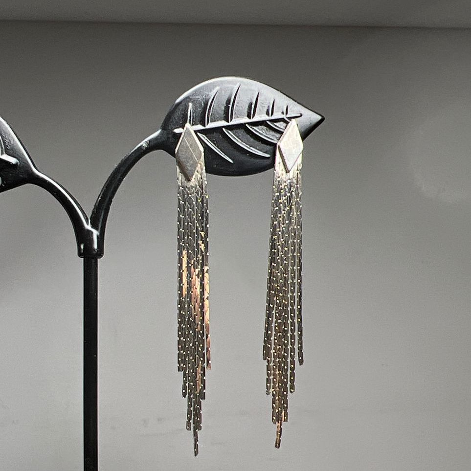 Sterling Silver Dangle Chain Tassel Earrings