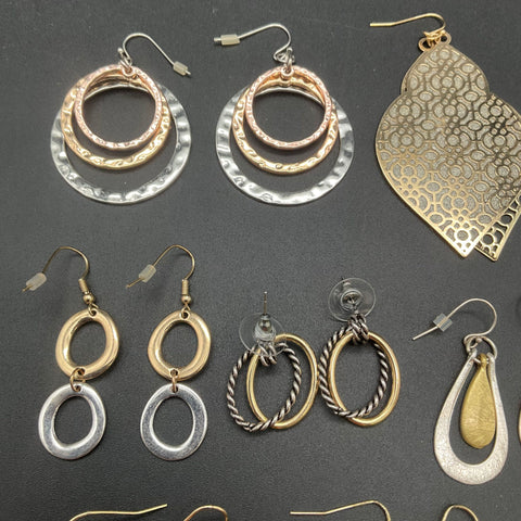 Fashion Jewelry Earrings Lot of 14 Pairs Mixed Styles Hoops Dangles Studs