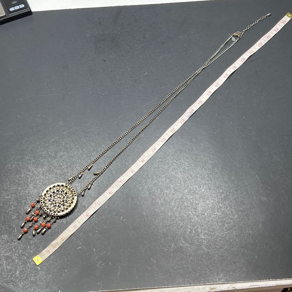 Chico's Mandala Beaded Tassel Pendant Necklace