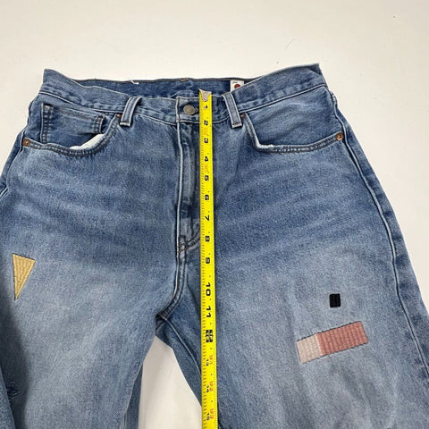 Levi's Women's Column Jeans Blue Patchwork High Rise Straight Distressed 31x27