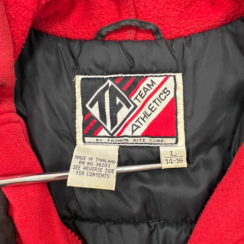 Team Athletics Kids Chicago Bulls Hooded Jacket Black Red Embroidered Sz L 14-16