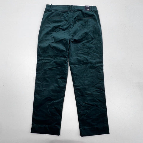 J. Crew Women's Kallie Pant Dark Green Velvet High Rise Straight Leg Size 10 NWT