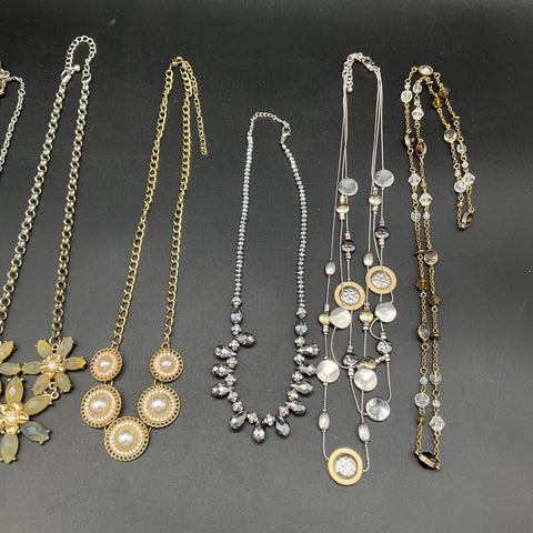 Vintage to Modern Costume Jewelry Necklace Lot of 8 Gold and Silver Tone