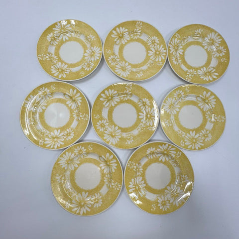 Vintage Monarch James Town China 8pc Dinner Plate Set Yellow Daisy 10.5" 1960s