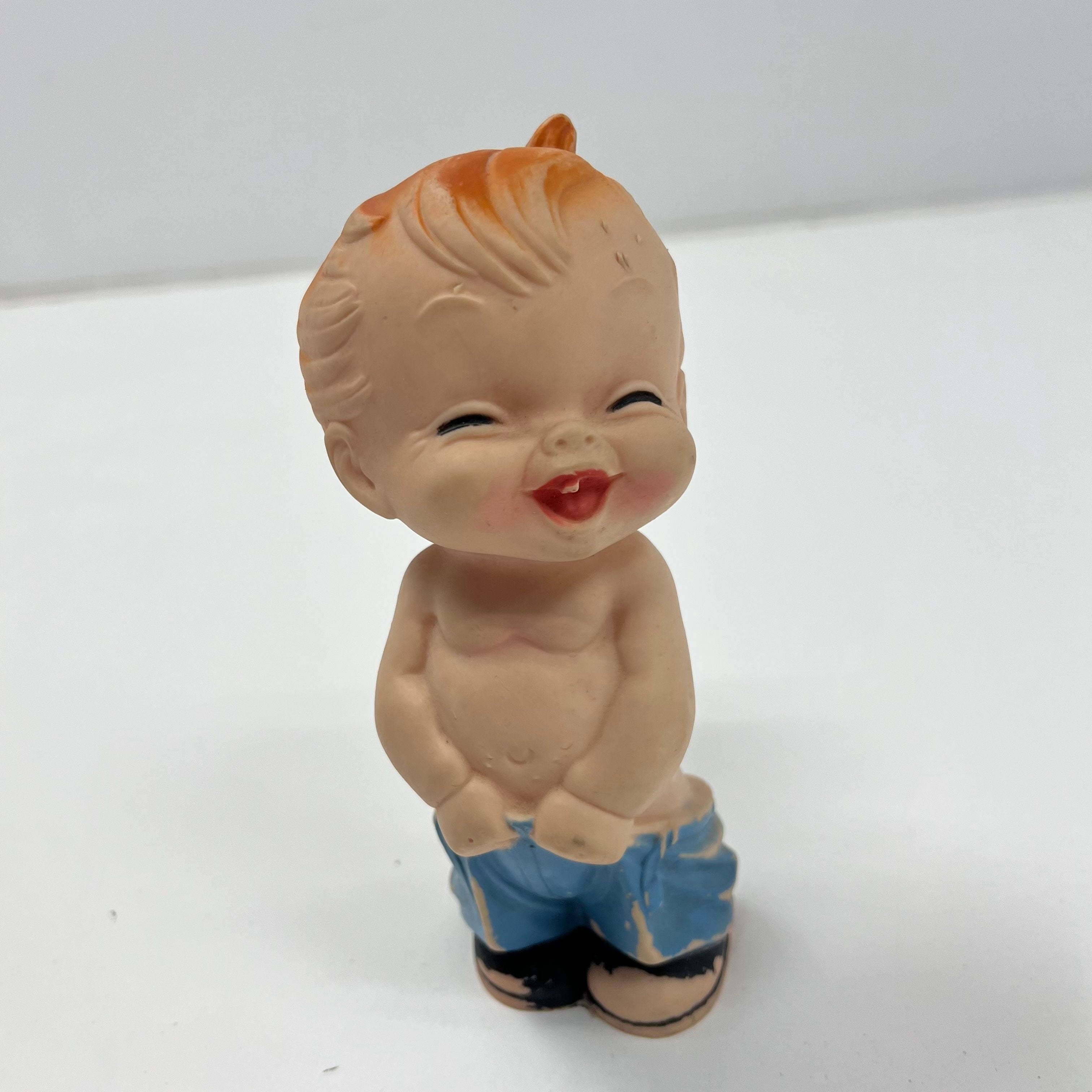 Vintage Bare Bottom Boy Rubber Squeak Doll Bath Toy *Fair Condition