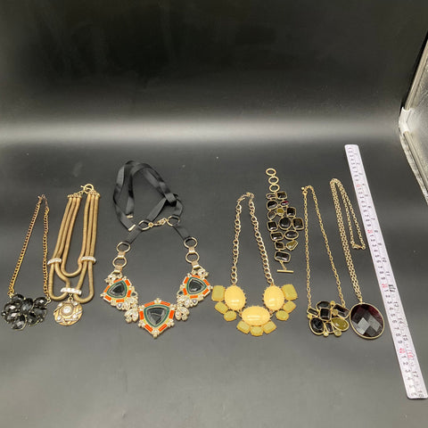 Statement Costume Jewelry Lot 7 Pcs 1.4 Lbs Chunky Necklaces & Bracelet