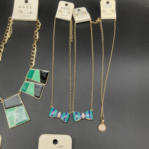 Core Jewelry Lot of 11 Necklace Earring Sets Modern Geometric Enamel Gold Tone