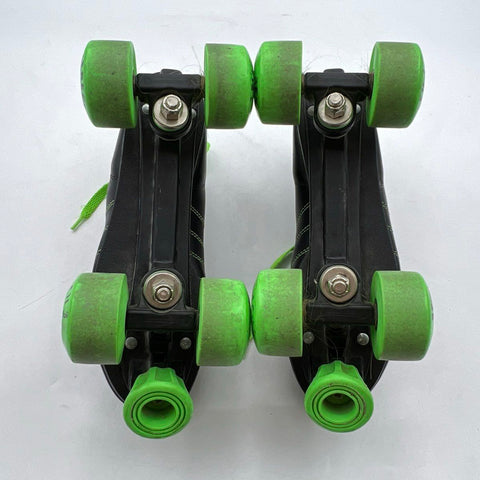 Seneca Mach 5 Vintage Quad Roller Skates Black Neon Green Size 8