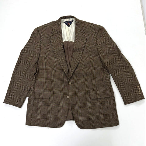 Vintage 90s Tommy Hilfiger Glen Plaid Suit Jacket Sport Coat 46R Made in USA