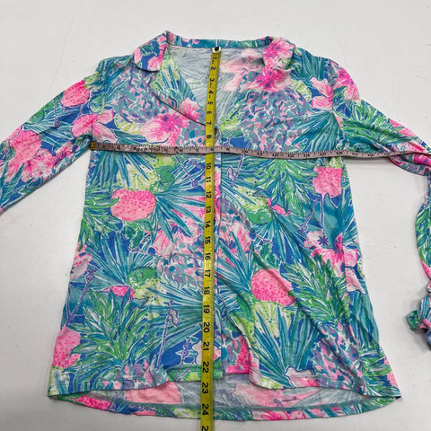 Lilly Pulitzer Women's 4pc Pajama Set Lot Tropical Celestial Pink Blue Sz S