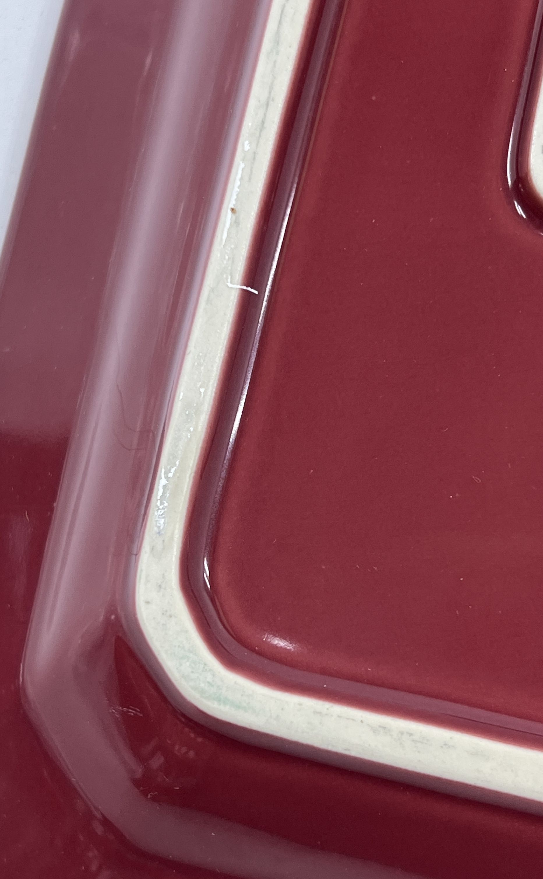 Collectible Kitchenware Longaberger Pottery Red Rectangular Serving Tray Platter