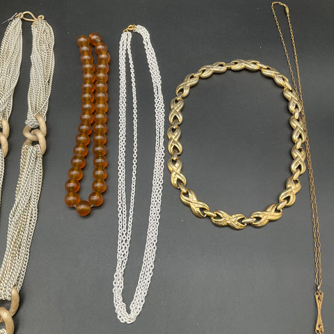 Vintage and Retro Jewelry Lot of 8 Necklaces Locket Reverse Intaglio Beads