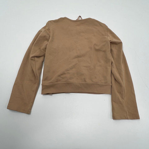 N°21 Tan Embroidered Logo Bell Sleeve Sweatshirt Pullover Women's Size 38