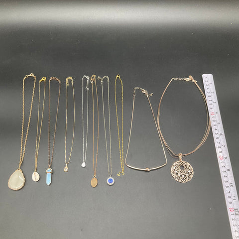 Fashion Costume Jewelry Lot of 10 Necklaces Gold Silver Rose Gold Tone Pendants