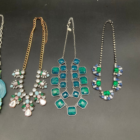 Fashion Statement Necklace Lot of 5 Rhinestone Beaded Bib Collar Necklaces