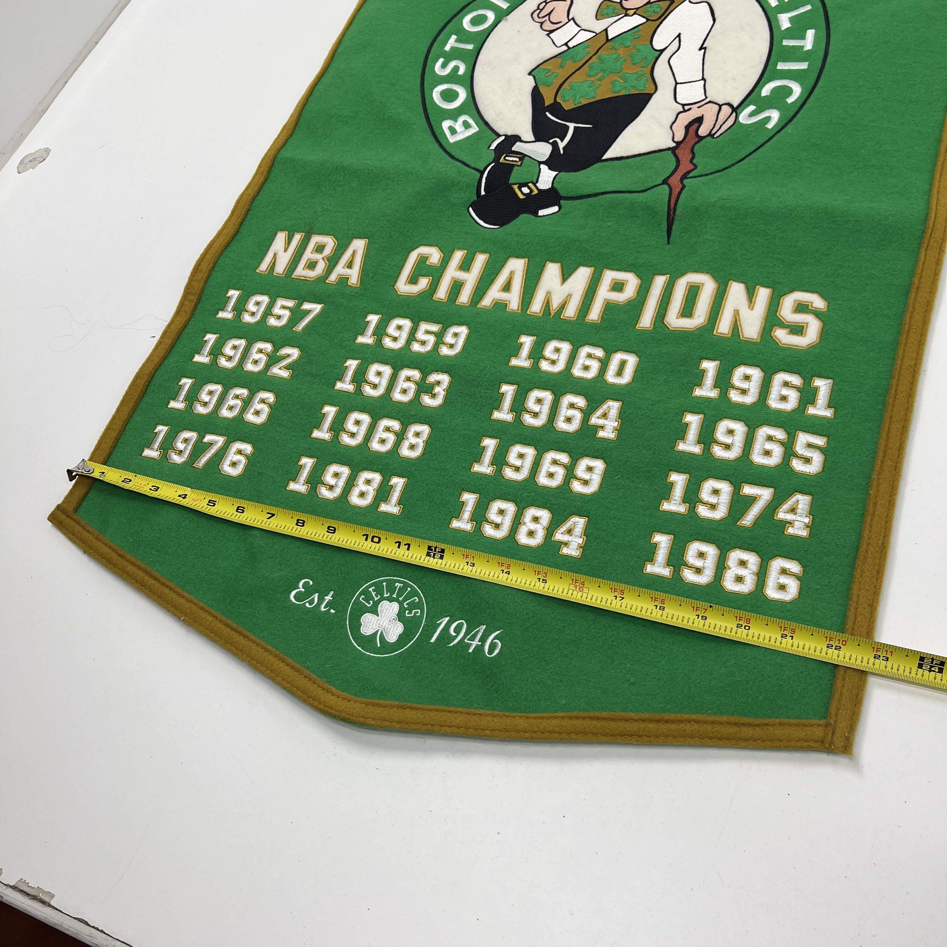 Winning Streak Boston Celtics NBA Champions Embroidered Wool Felt Banner