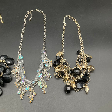 Modern Statement Beaded Bib Necklace Jewelry Lot of 5 Mixed Metal Tones