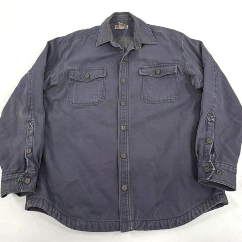 Duluth Trading Men's Gray Fleece Lined Canvas Snap Work Shirt Jacket Size L