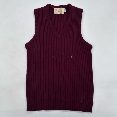 Vintage 70s Cardigan Sweater & Ribbed Knit Vest Lot Orlon Acrylic Sz L