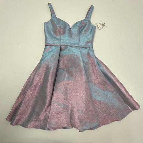 Fifteen Roses Women's Dress NWT Iridescent Teal Pink Metallic V-Neck Party Sz 4