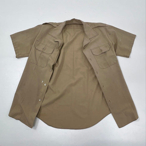 Vintage 70s Military Khaki Short Sleeve Single Stitch Utility Shirt Sz S