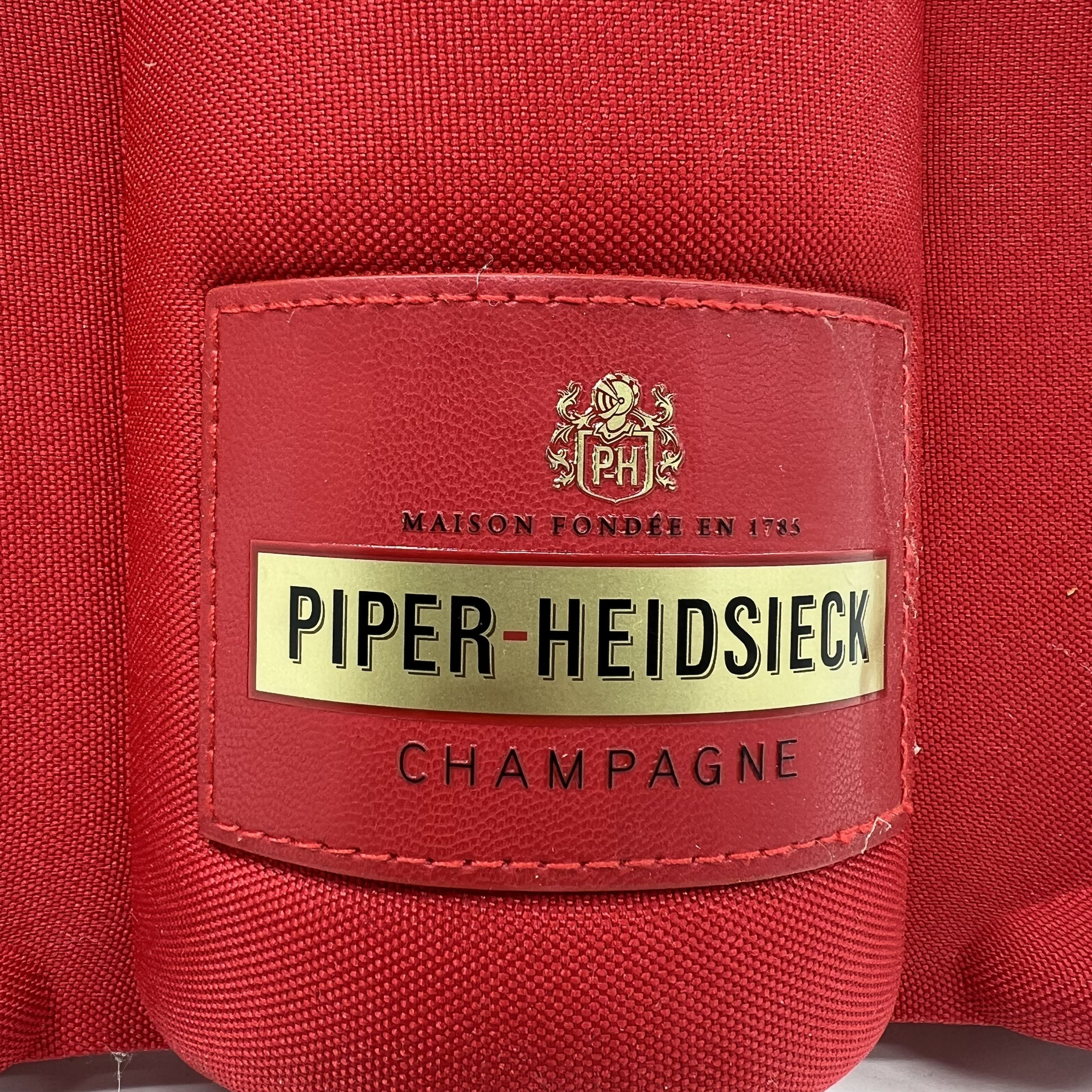 Piper-Heidsieck Red Champagne Travel Tote Cooler Bag Carrier Case Gold Hardware