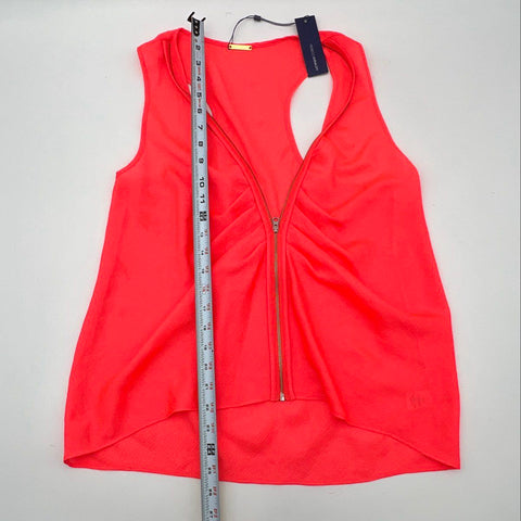 Rebecca Minkoff Women's Jaquie Tank Zip Front Daiquiri Coral Racerback Sz 8 NWT