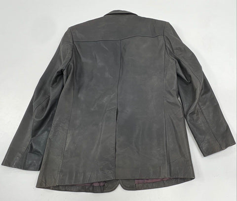 Vintage 80s Berman's Leather Blazer Two-Button Jacket Gray Sz 44