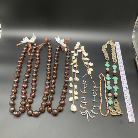 Four Seasons O'ahu Resort Kukui Nut Shell & Seed Bead Hawaiian Jewelry Lot of 6
