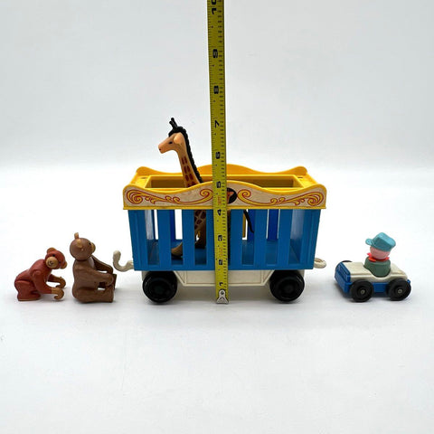 Vintage Circus Toy Train Lot 5 Pieces Animal Cage Car Figures Giraffe Monkey