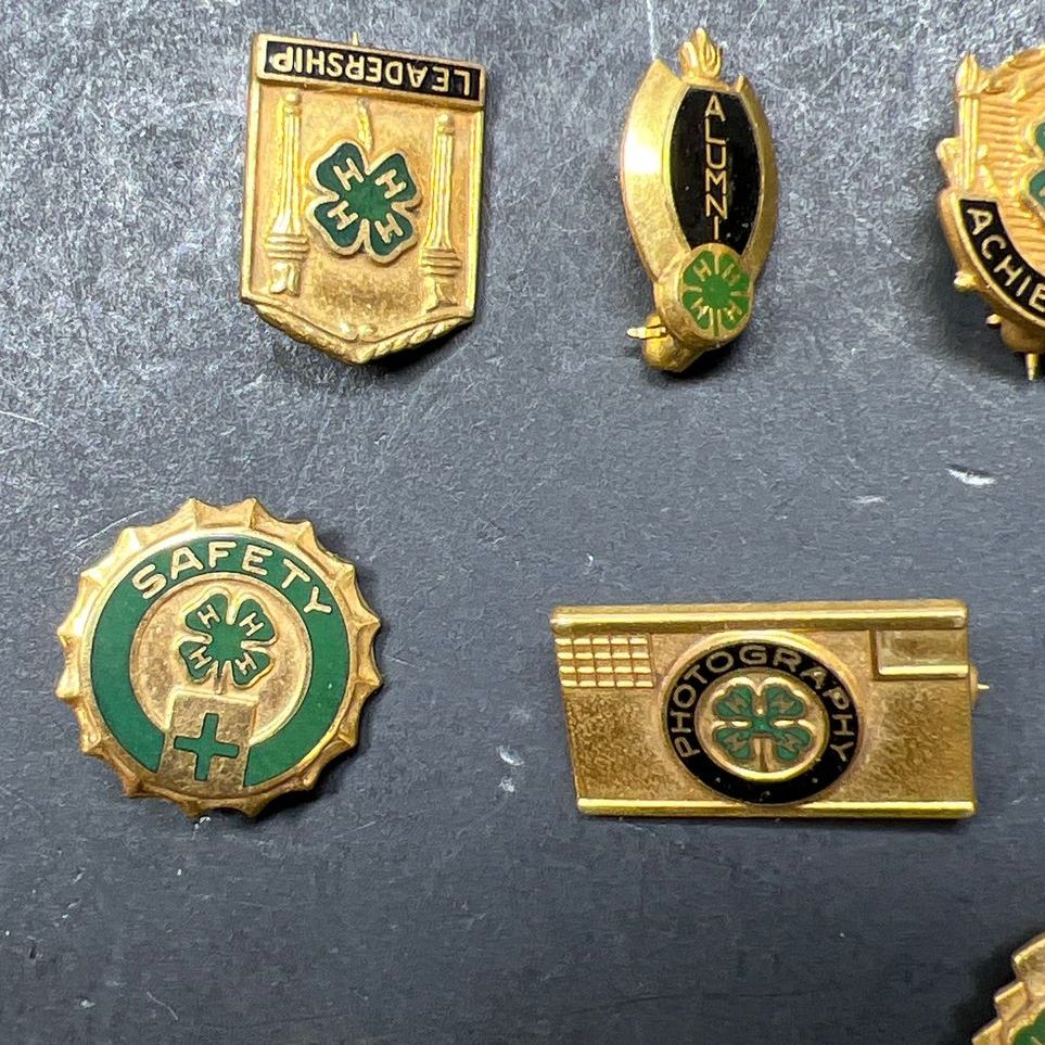 Vintage 1/20 10K Gold Filled 4 H Club Achievement Pins