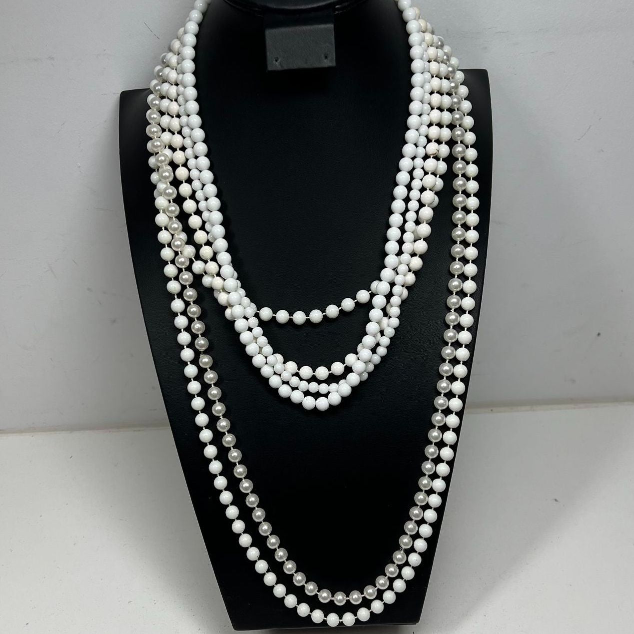 White Beaded Strand Necklaces