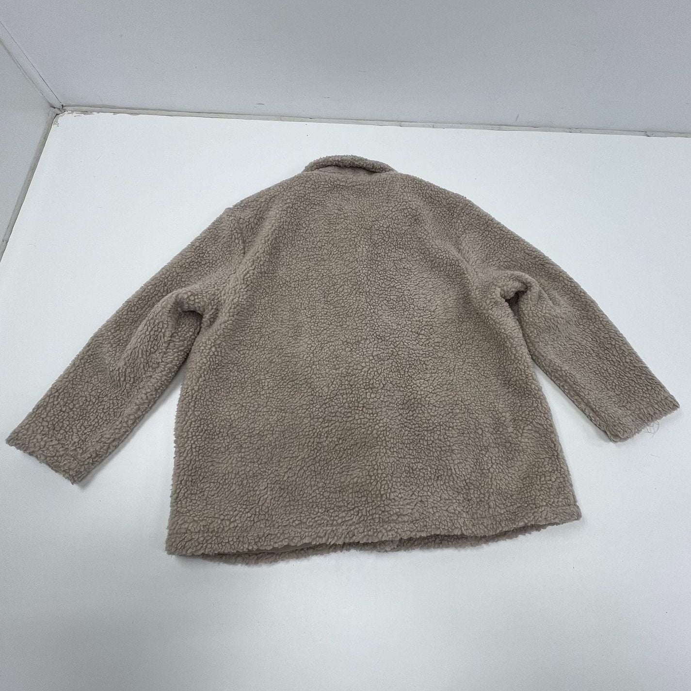 Vintage Damart Beige Sherpa Teddy Fleece Button Front Jacket Coat Womens XL