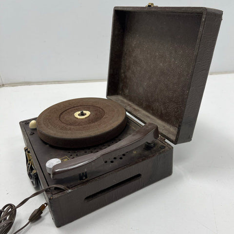 Vintage 1950s Meteor 7232 Portable Record Player Phonograph Suitcase