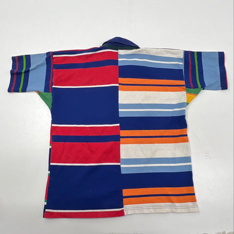 Vintage 90s Ghastly Colorblock Striped Rugby Shirt Made in New Zealand Sz XL